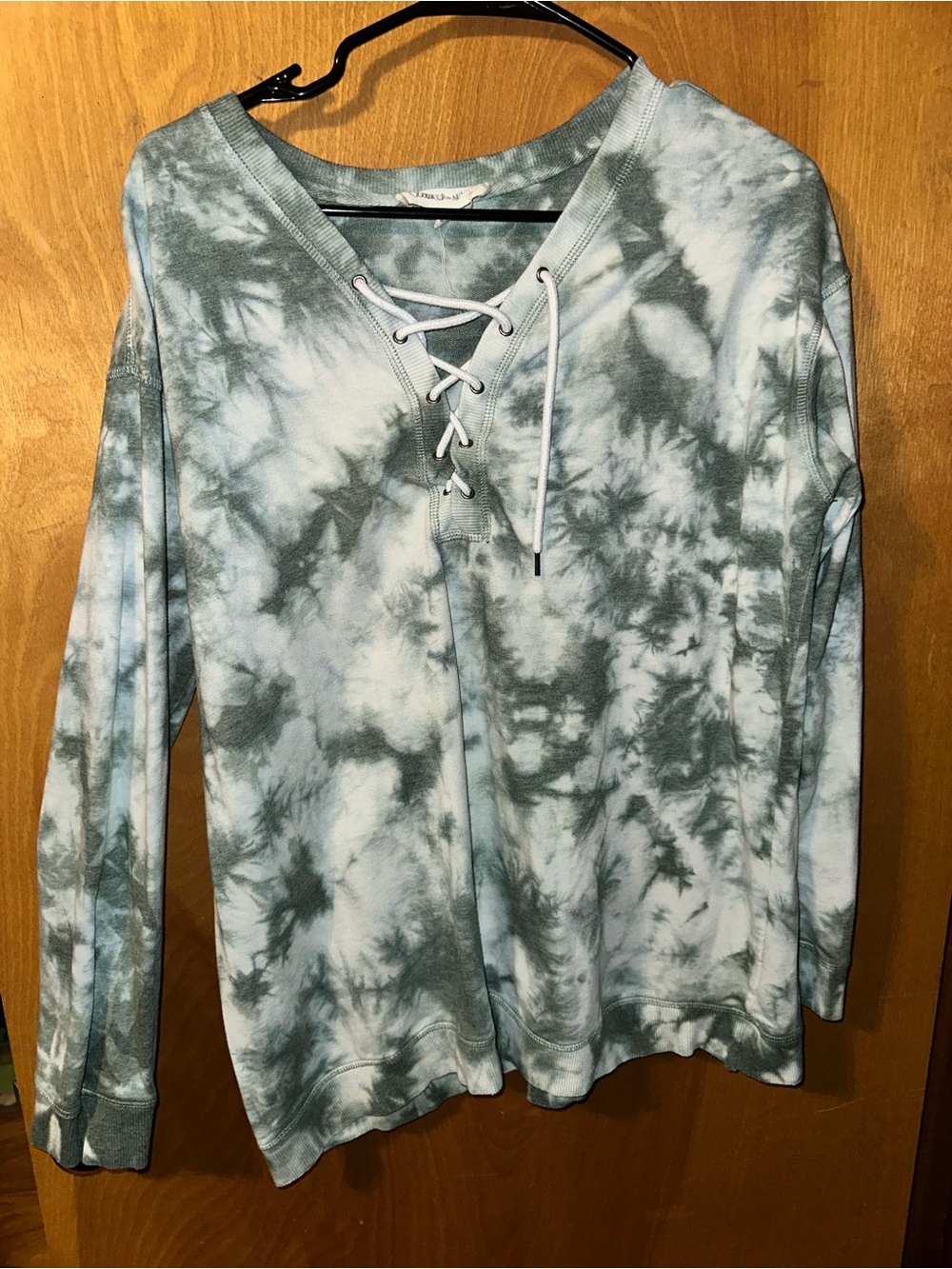 Cloud Chaser Green Tie Dye Lace-Up Sweatshirt